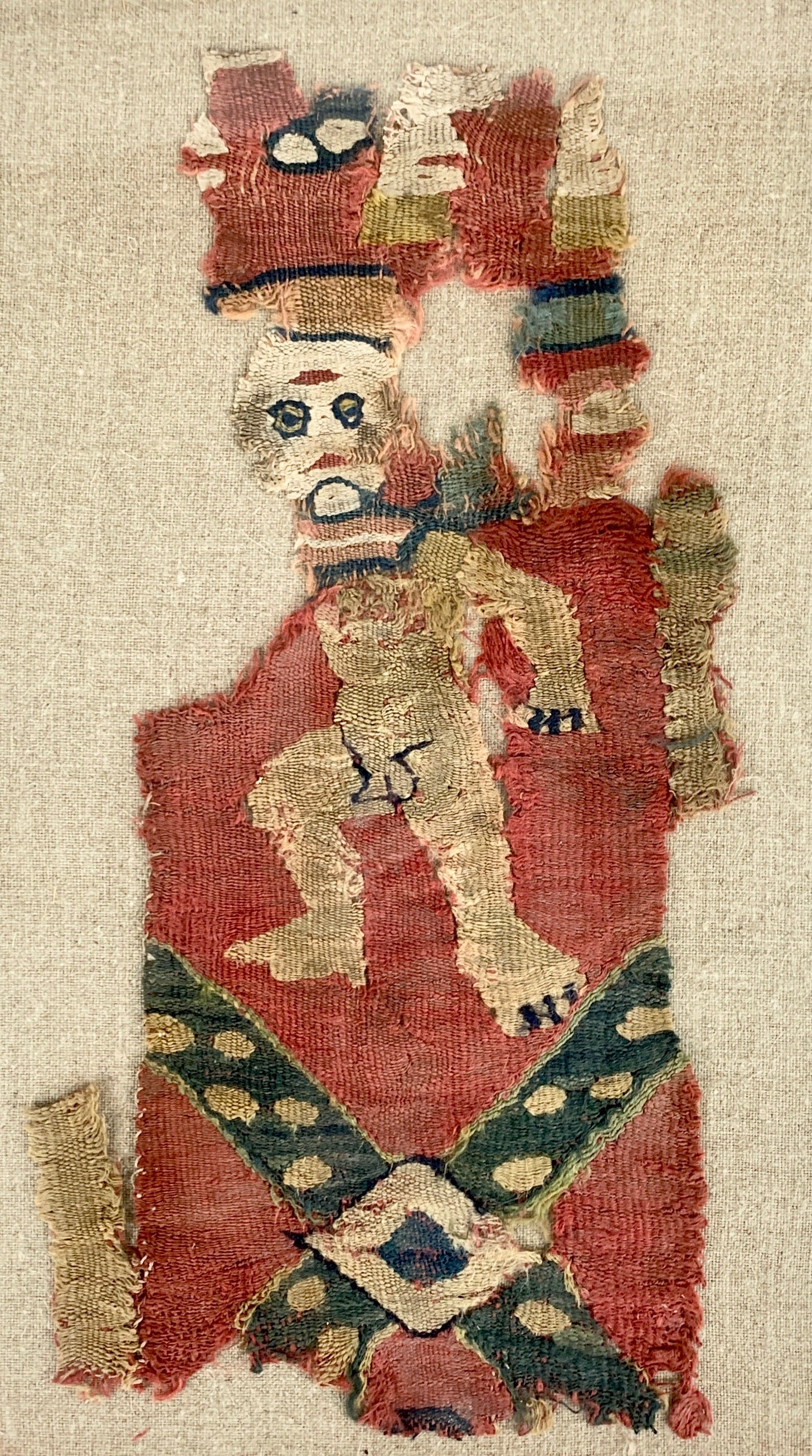 Ancient Egyptian Coptic Fragmented Textile With Standing Masked Figure ...