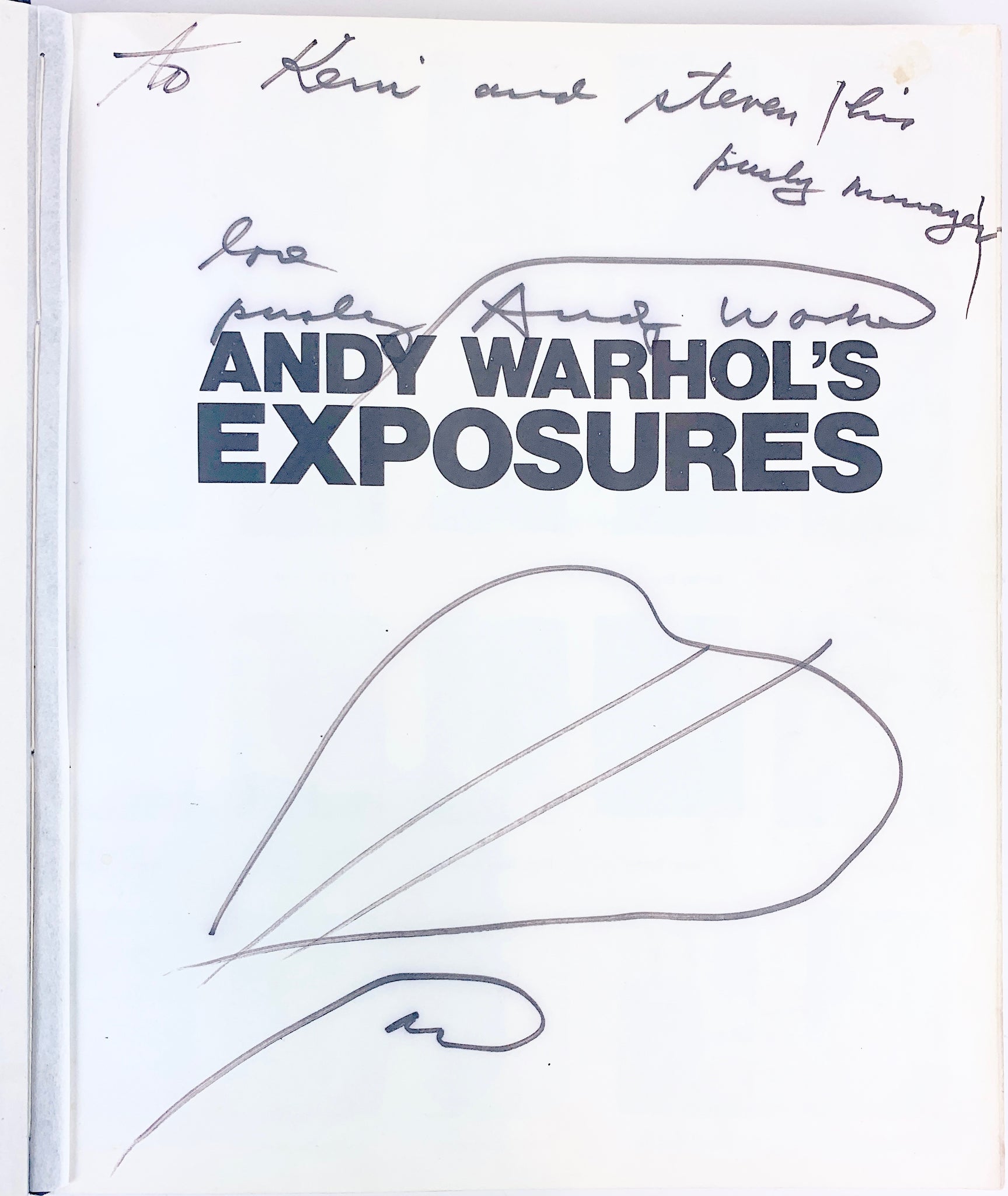 Warhol, Andy. (1928–1987): "Andy Warhol's Exposures" - Signed THREE times by "Pushy Andy Warhol" with Two Heart Drawings
