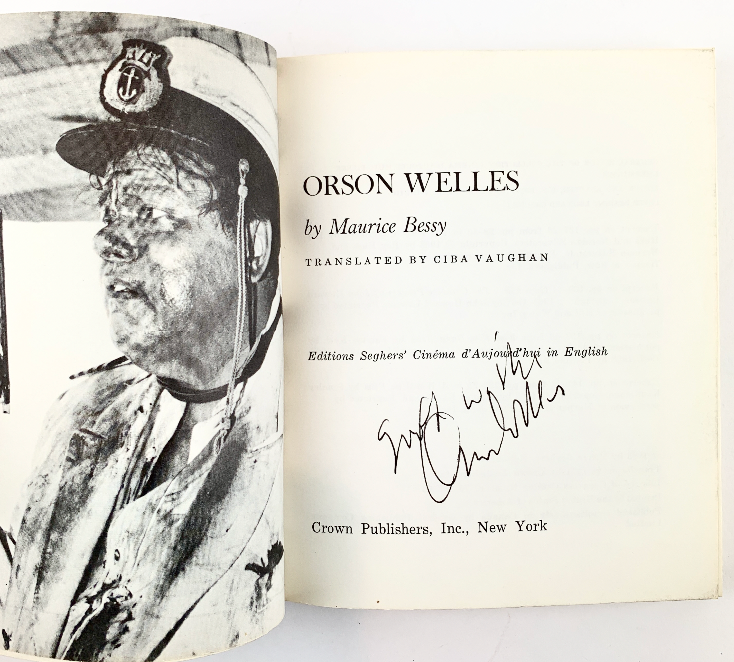 Welles, George Orson. (1915–1985) [Bessy, Maurice.]: Orson Welles. An Investigation into His Films and Philosophy - SIGNED BY WELLES