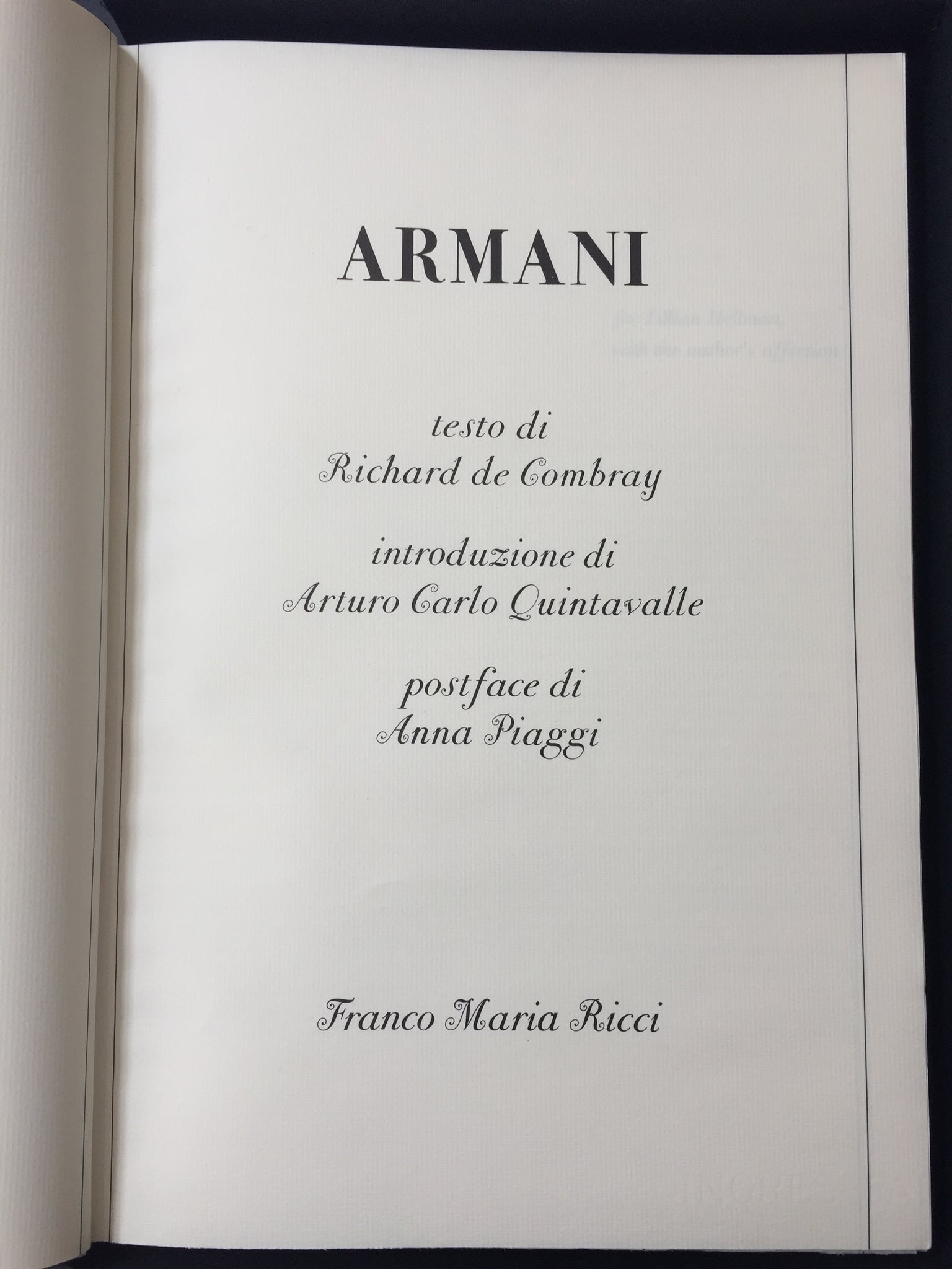 Armani, Giorgio. (b. 1934)  Armani – SIGNED