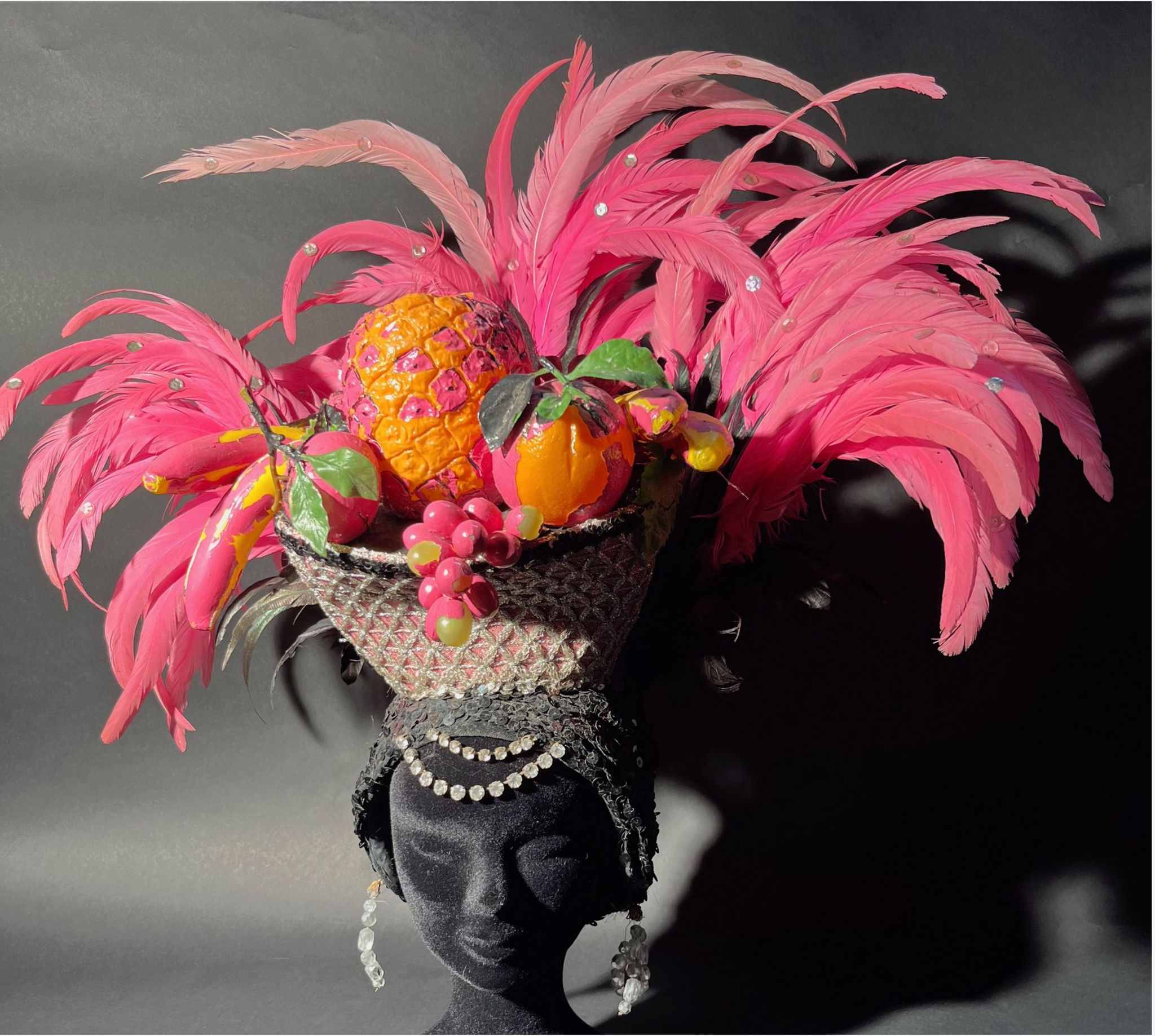 [Baker, Josephine. (1906–1975)] Fruit turban headdress with rhinestones and pearl, ca. 1950