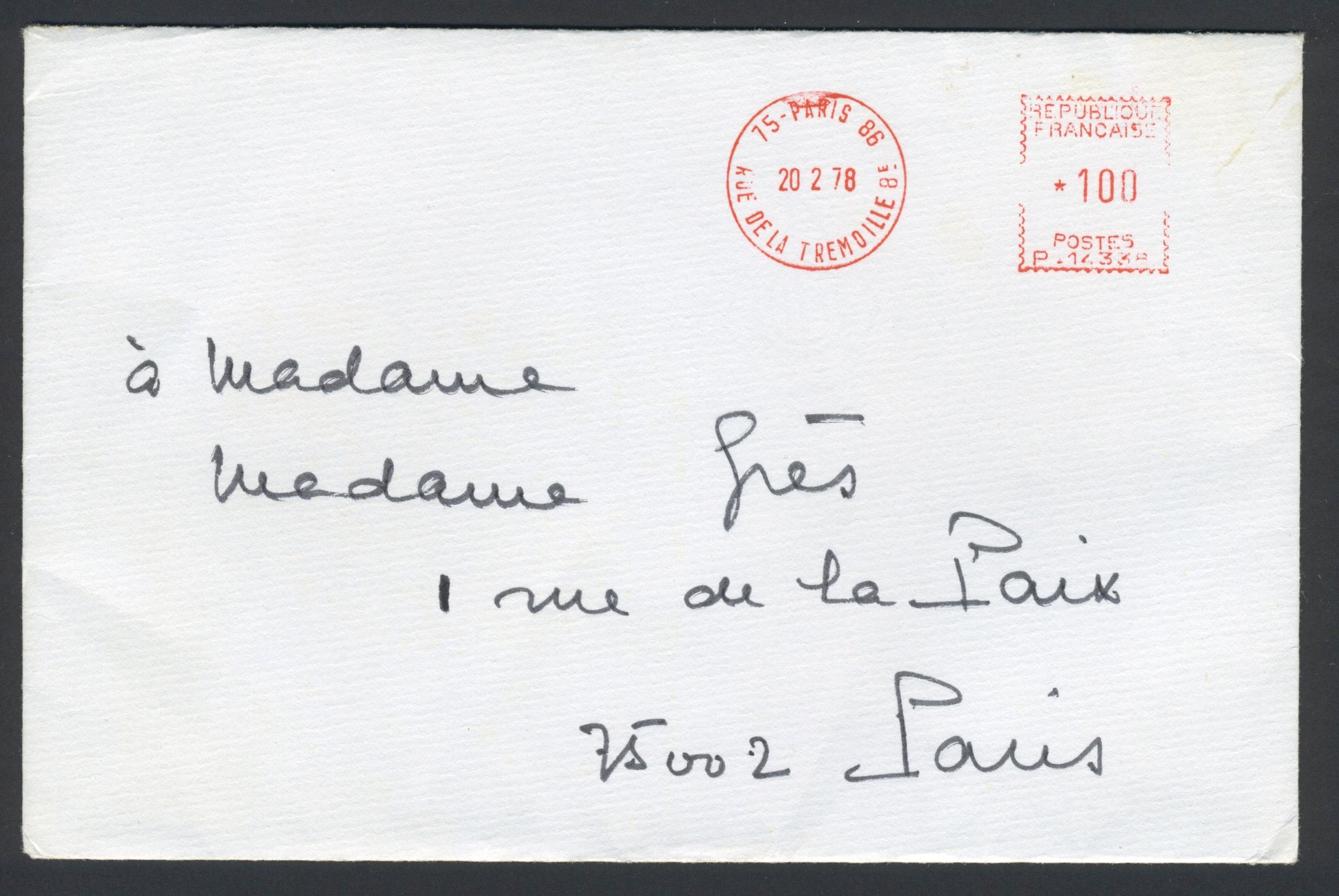 Balmain, Pierre  Autograph Letter to Madame Grè Paris, February 20, [1978]