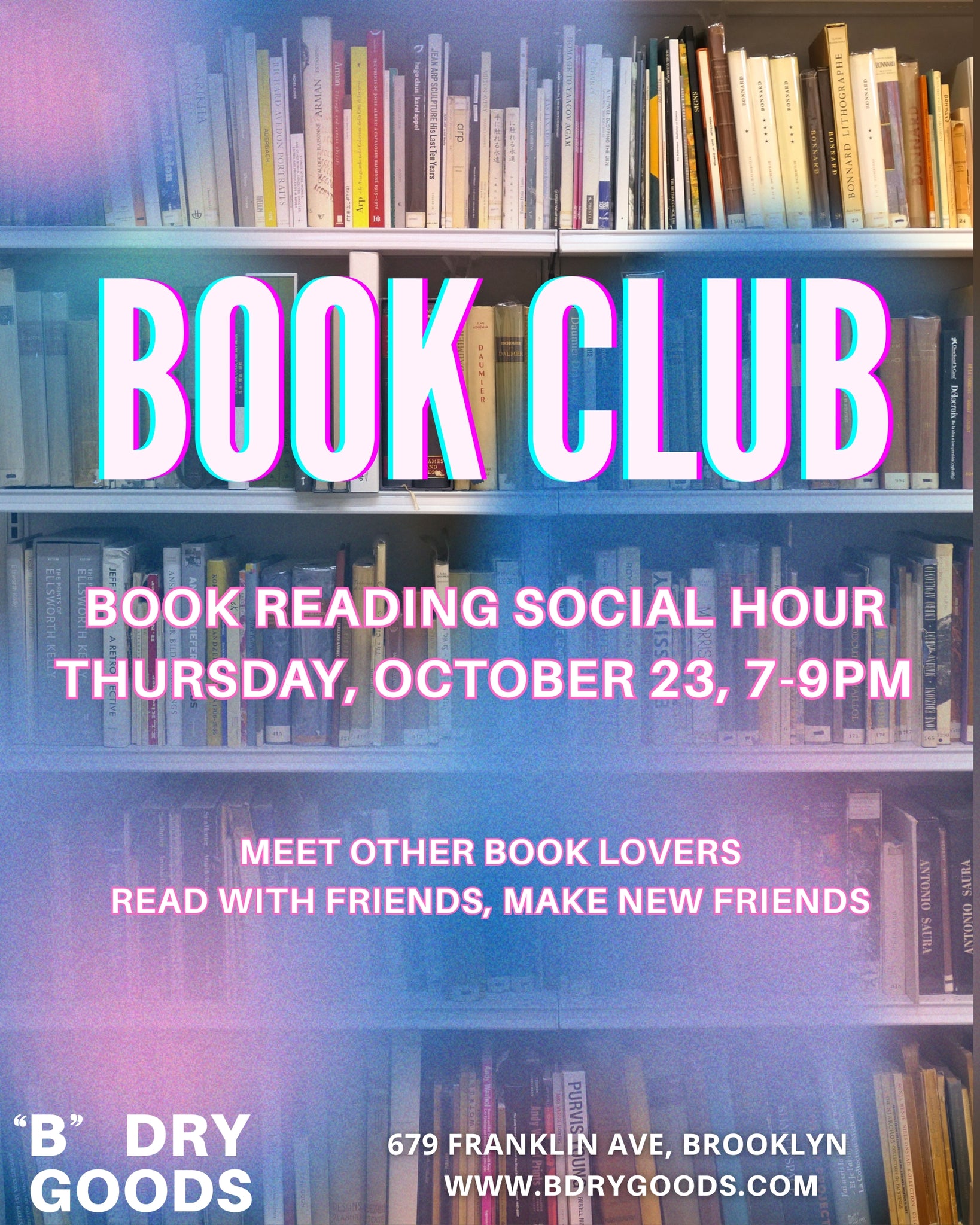"B"OOK READING SOCIAL HOUR - Thursday, October 23, 7-9PM