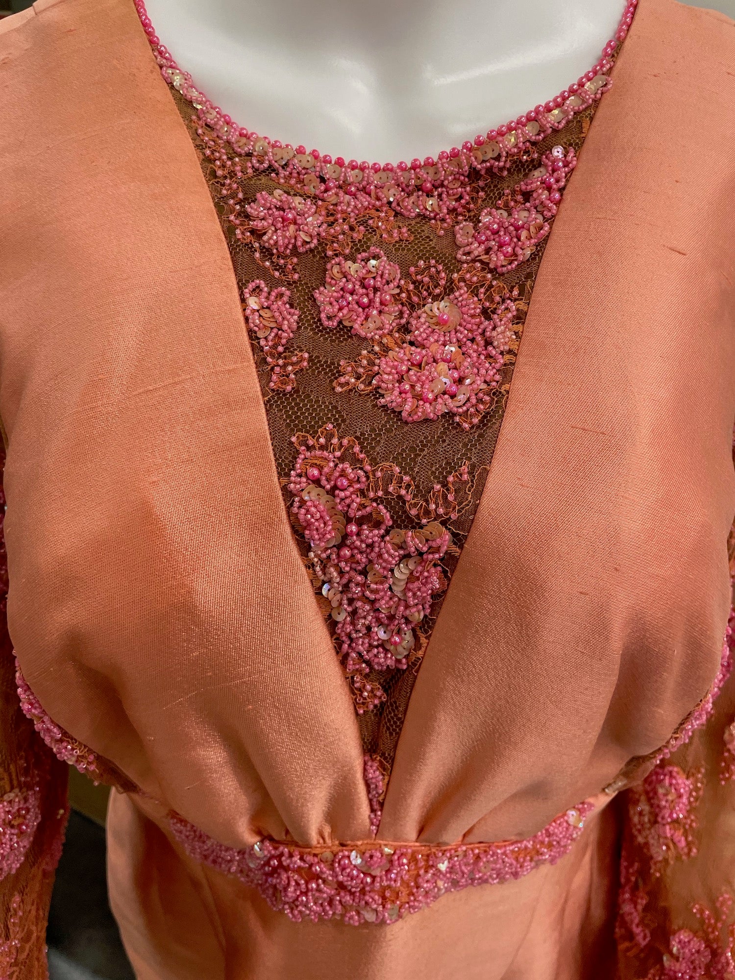 [Fitzgerald, Ella. (1917–1996)] Loper, Don. (1906 - 1972) Pink Beaded Concert Performance Gown