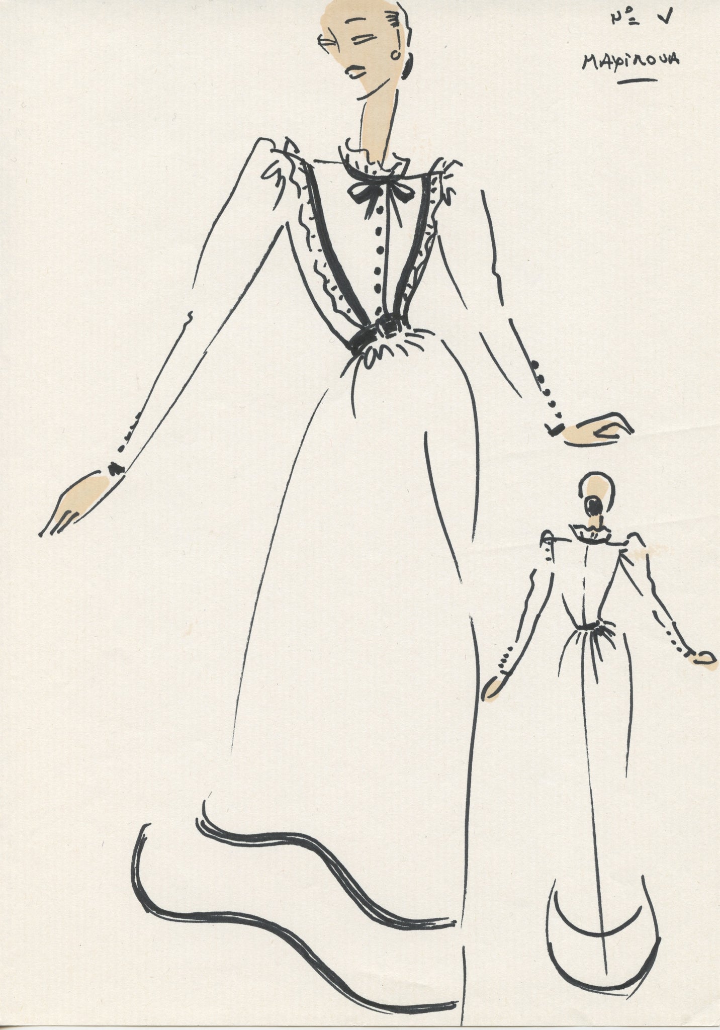 Givenchy, Hubert de. (1927–2018) "The Garden of Villandry" - Original Costume Designs for Bolshoi Ballet Production