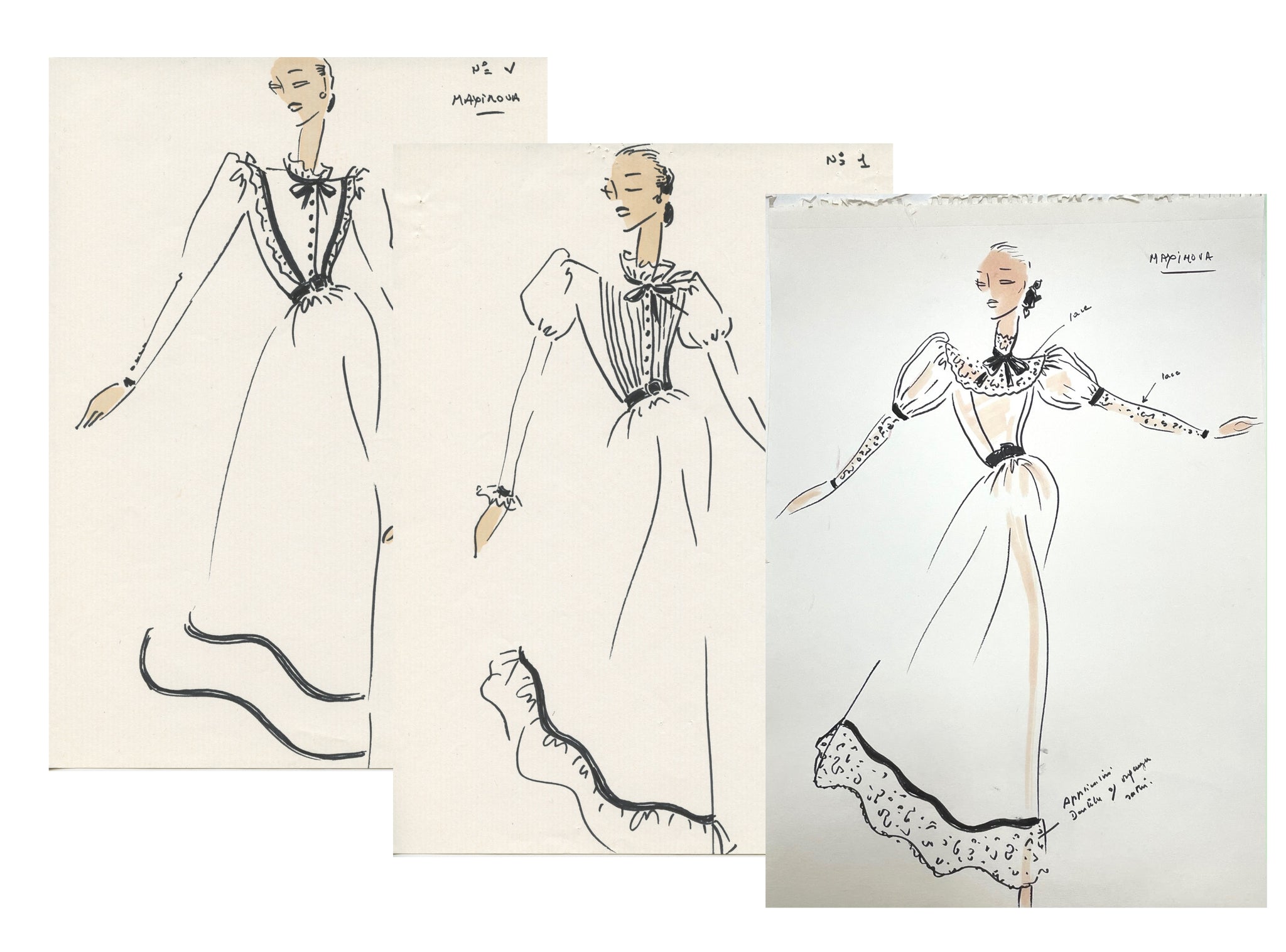 Givenchy, Hubert de. (1927–2018) "The Garden of Villandry" - Original Costume Designs for Bolshoi Ballet Production
