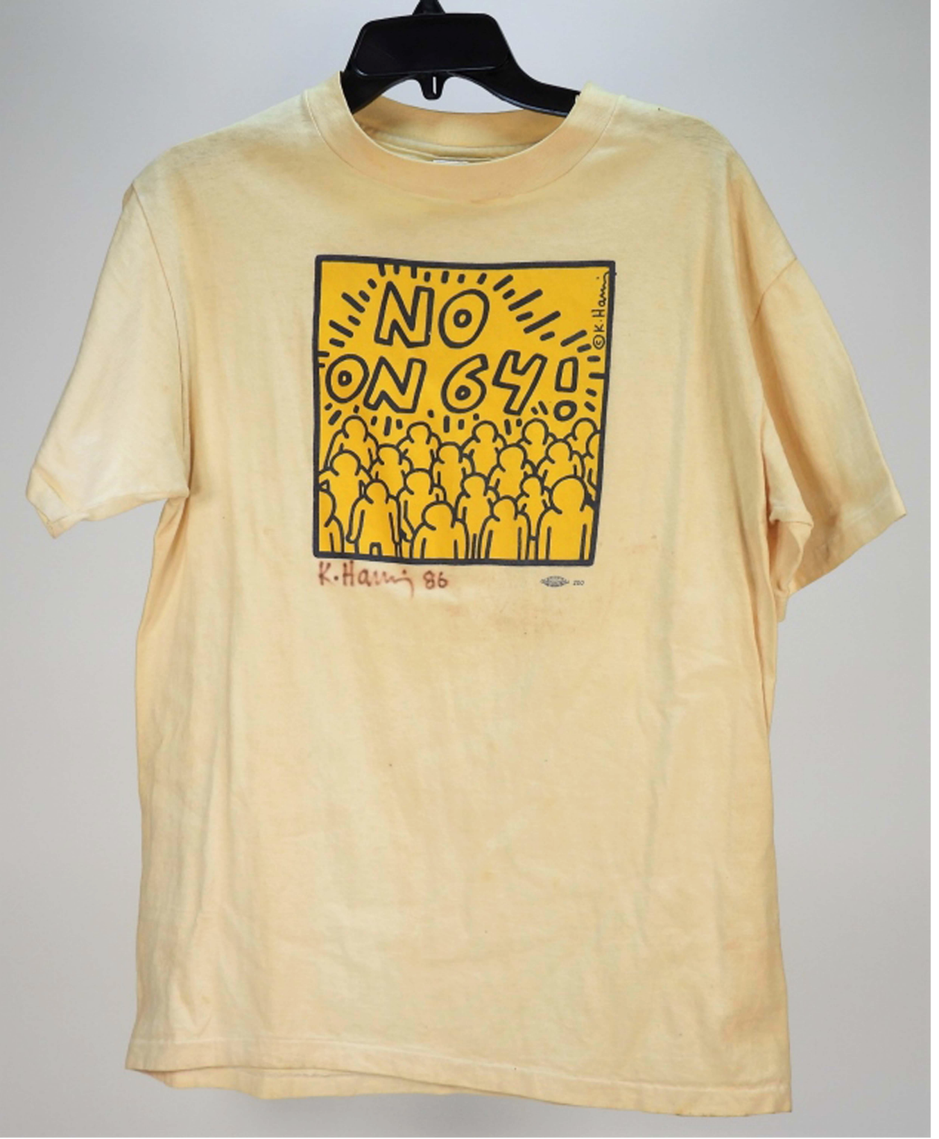 Haring, Keith. (1958-1990)  “No On 64" Signed T-Shirt, 1986