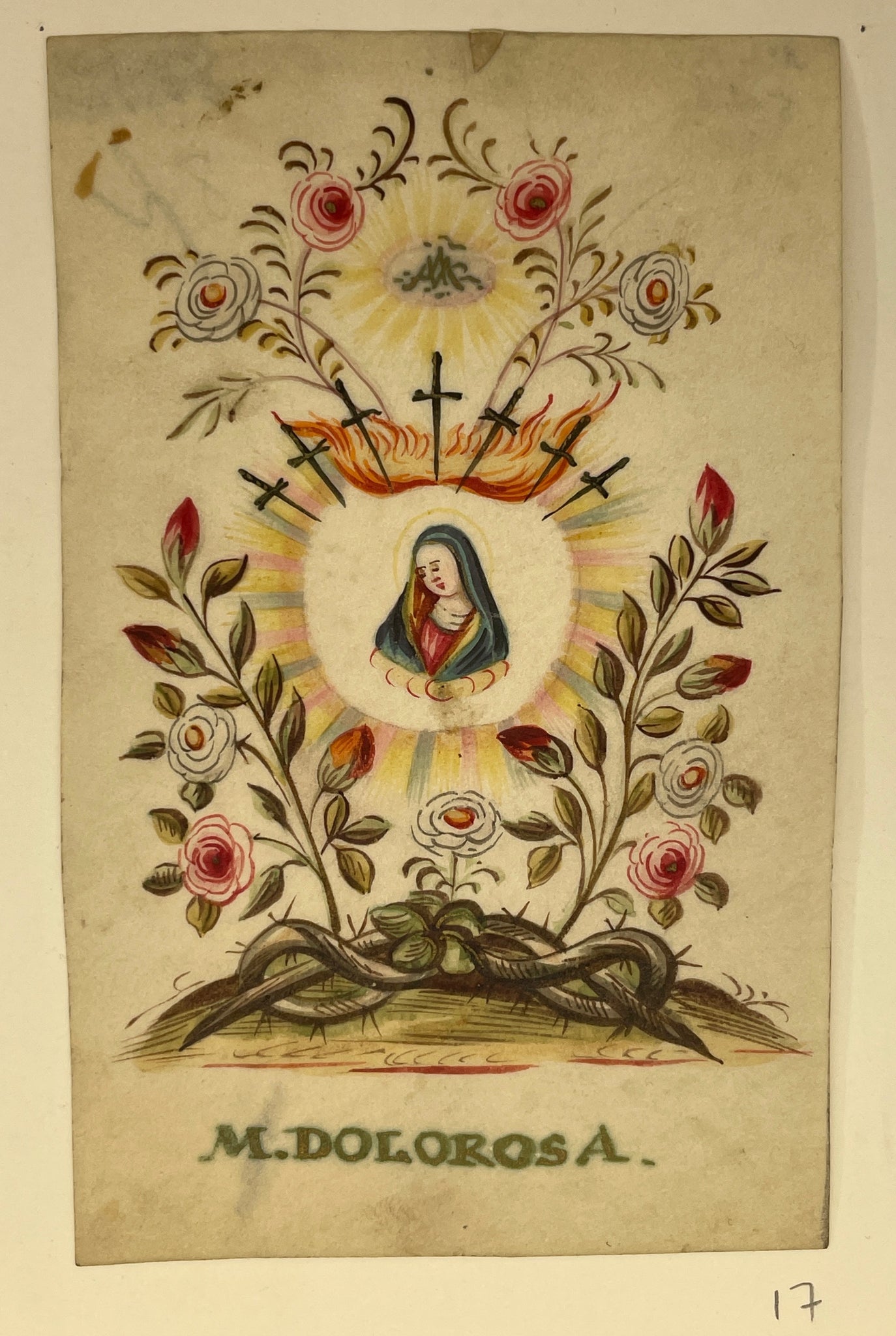#17 - Handpainted Devotional Prayer Card, ca. 1820