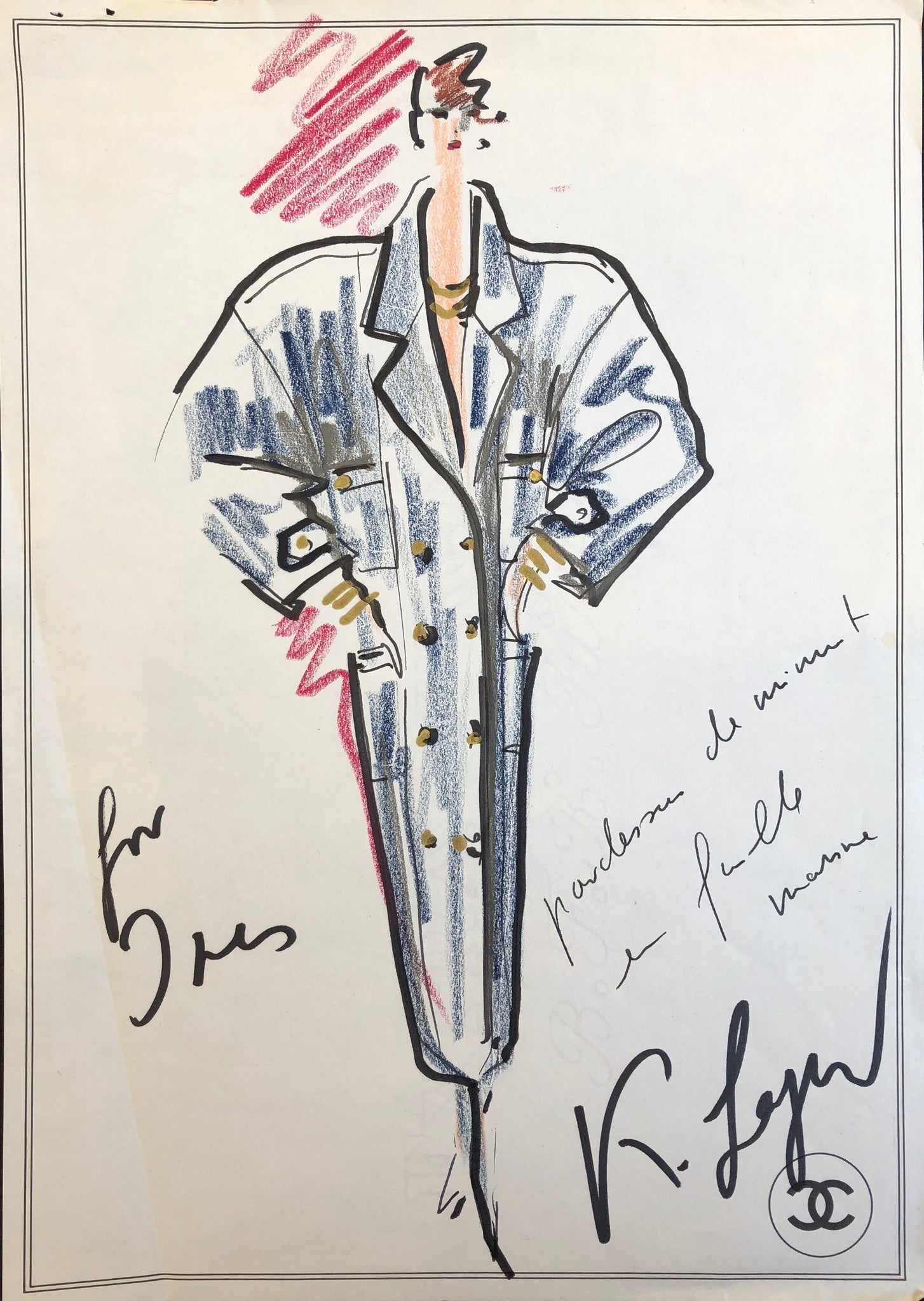 Lagerfeld, Karl. (1933-2019) Coat for Inès de La Fressange, ca. 1985