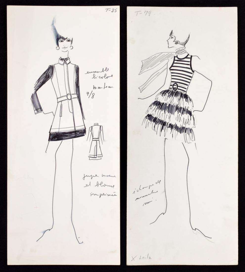 Lagerfeld, Karl. (1933-2019) Two Designs for Tiziani, ca. 1960s