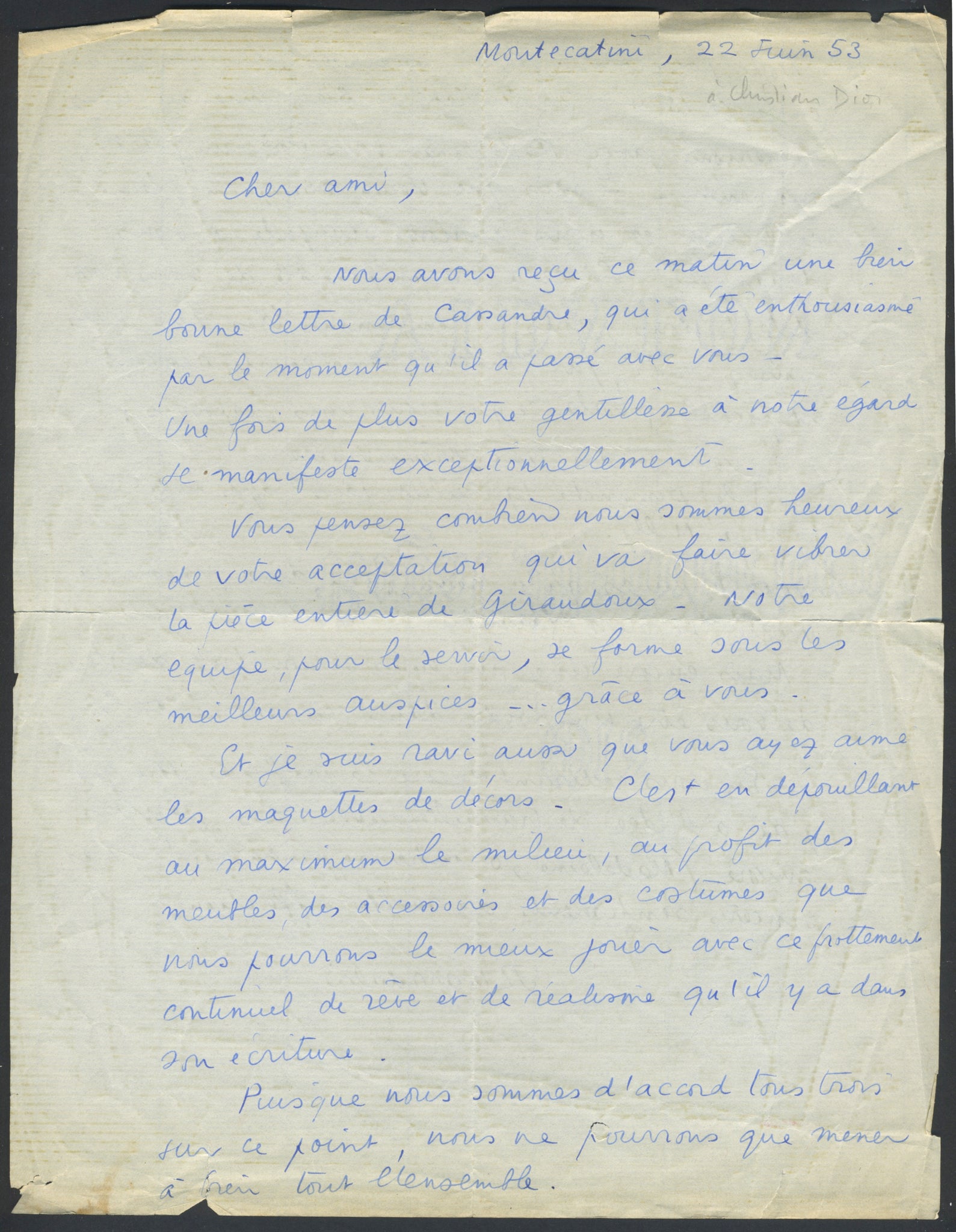 Collection of Autograph Letters and Cards to Christian Dior