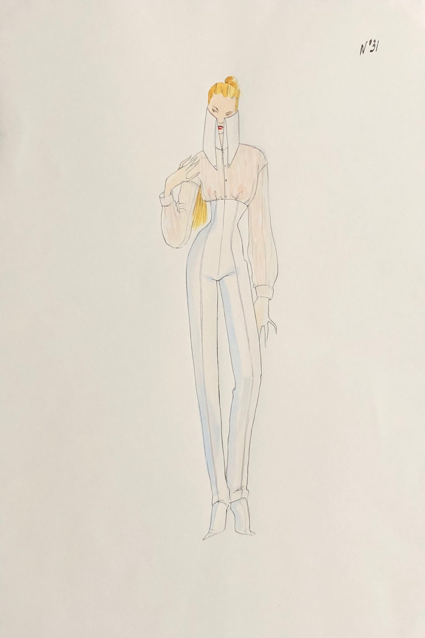 McQueen, Lee Alexander. (1969 - 2010) Design for his First Givenchy Haute Couture Collection (organza blouse ensemble) - Spring-Summer, 1997