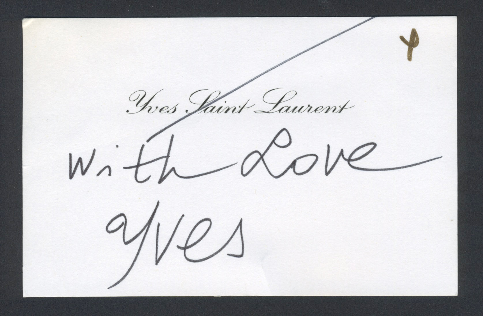Saint Laurent, Yves. (1936–2008) Autograph Note
