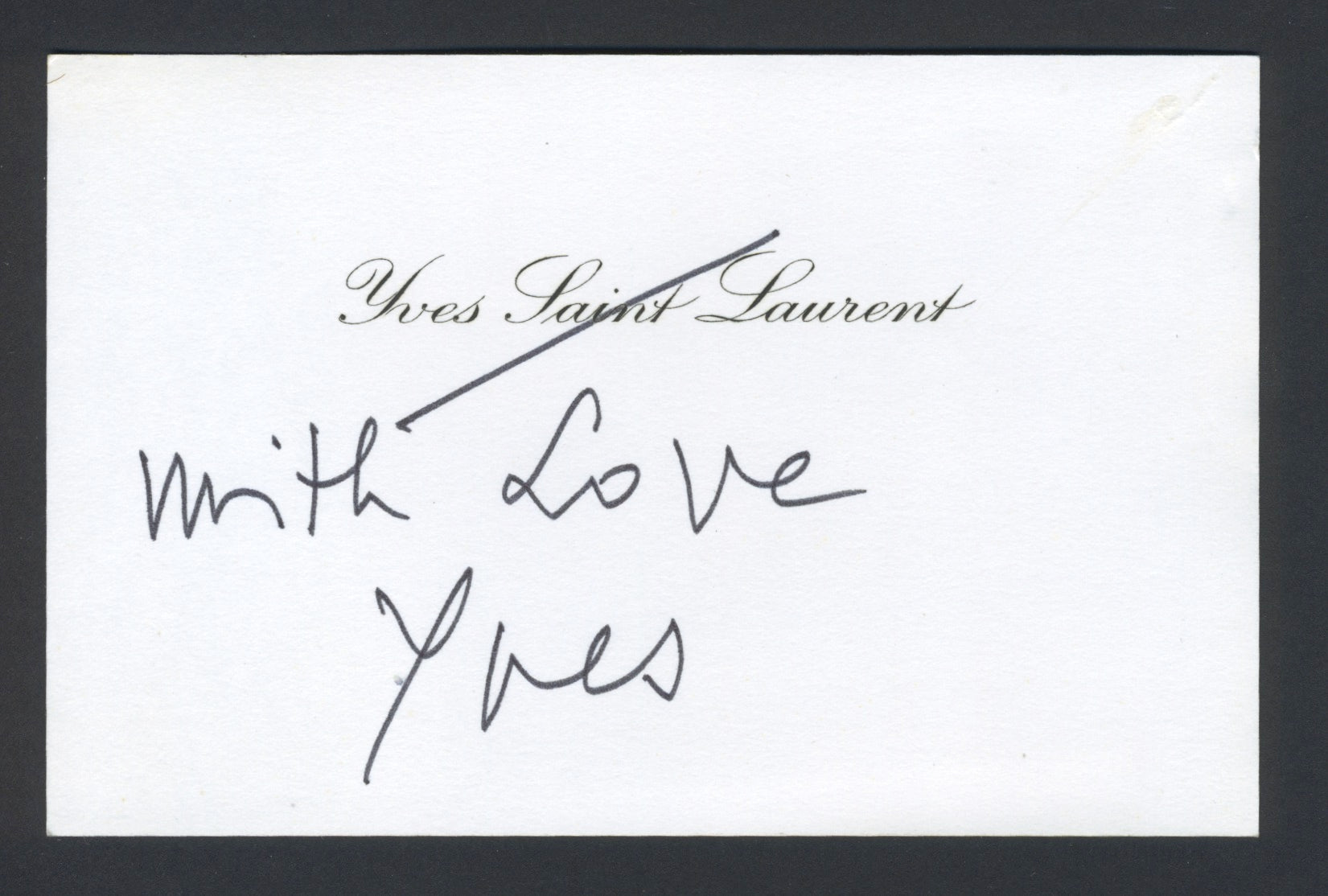 Saint Laurent, Yves. (1936–2008) Autograph Note