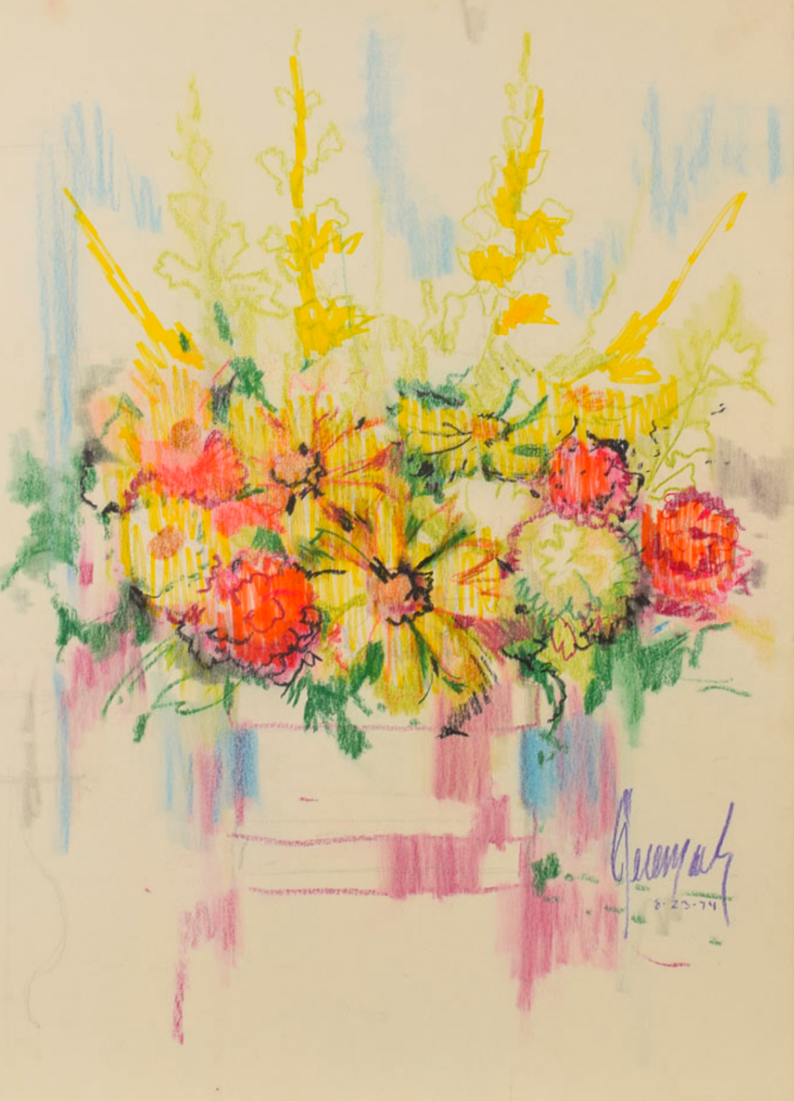 Goodman, Jeremiah. (1922-2017); Basket of Flowers