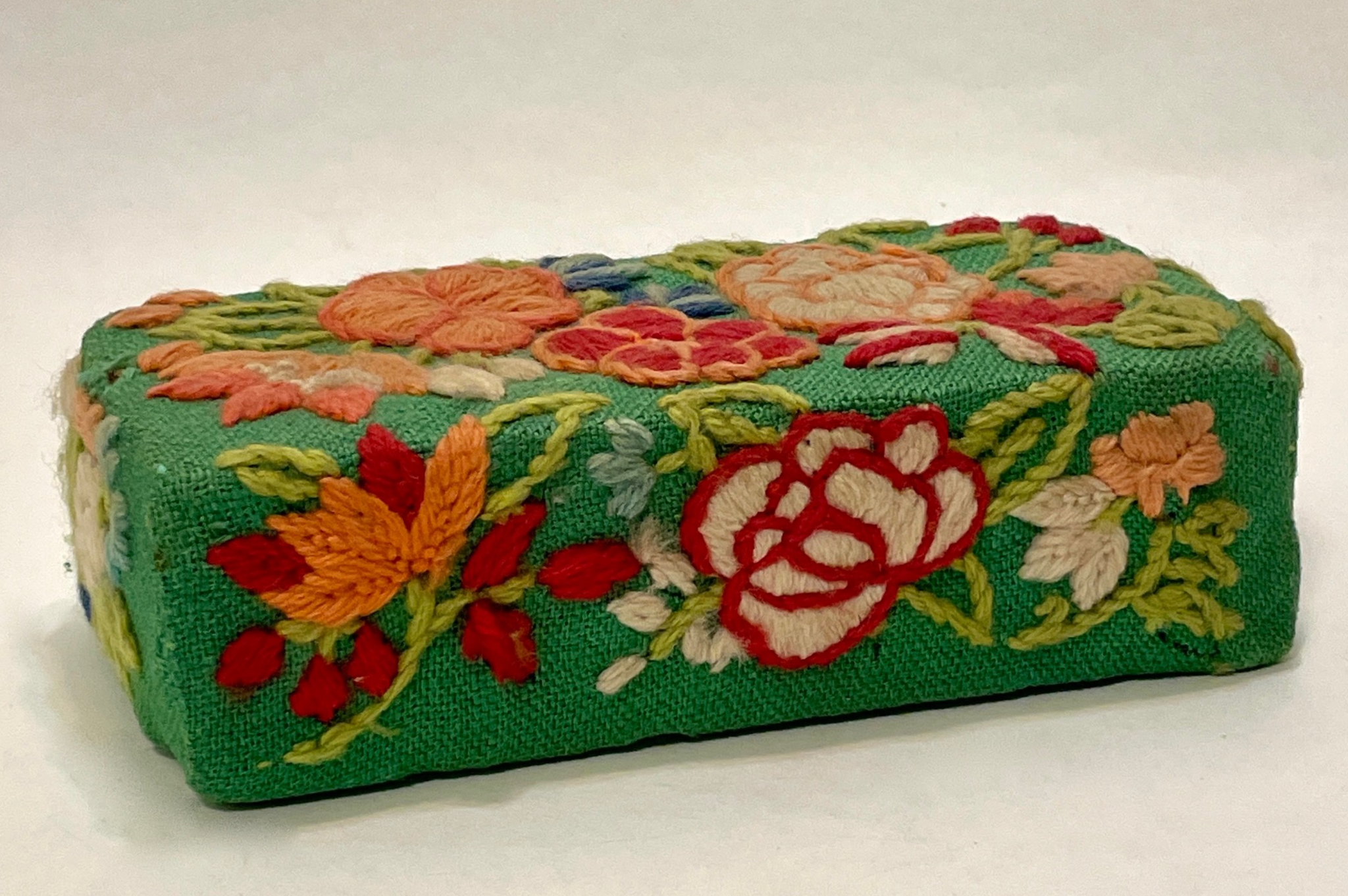 Flower Brick - Brick encased in crewel embroidery