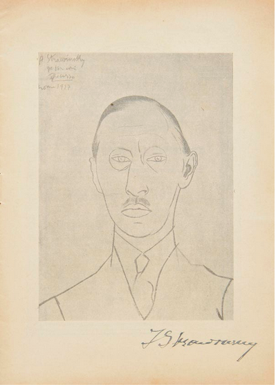 Stravinsky, Igor. (1882–1971) [Picasso, Pablo. (1881–1973)] Signed Picasso Portrait