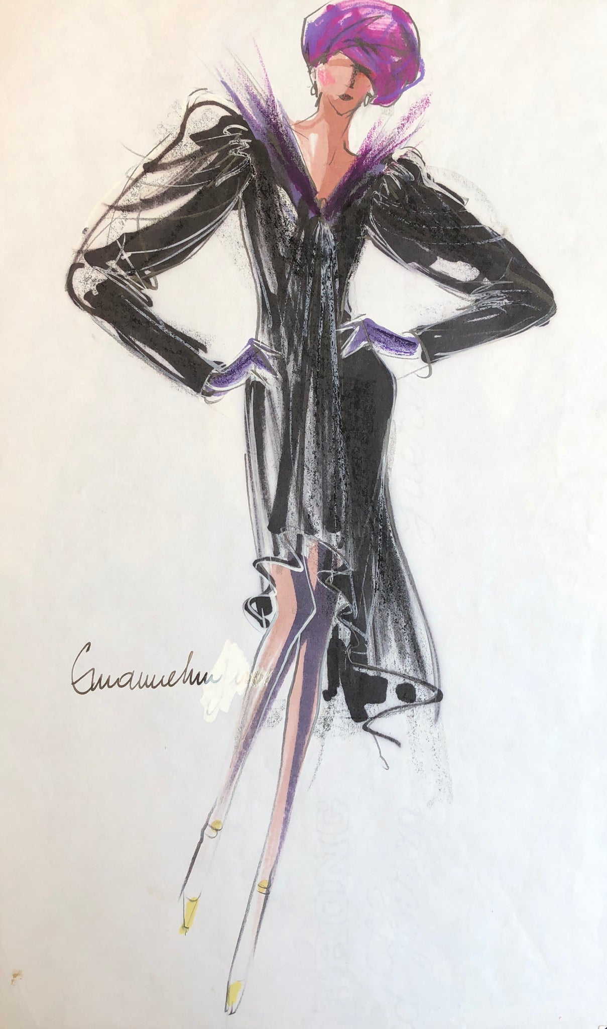 Ungaro, Emanuel. (1933-2019) Design for a Dress and Turban