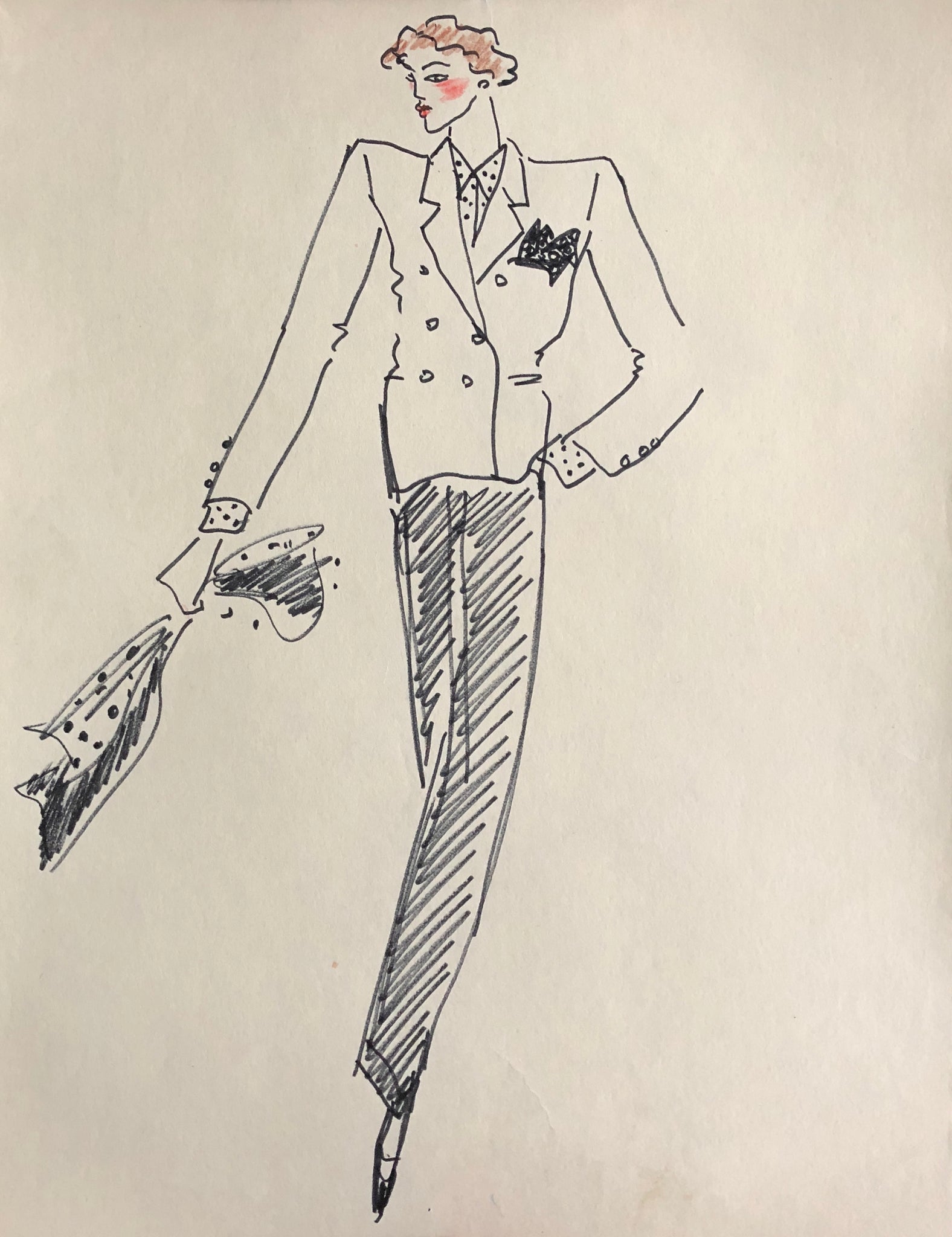 Saint Laurent, Yves. (1936–2008) How to modify an outfit: Collection of Original Fashion Drawings for an unpublished Mirabella feature