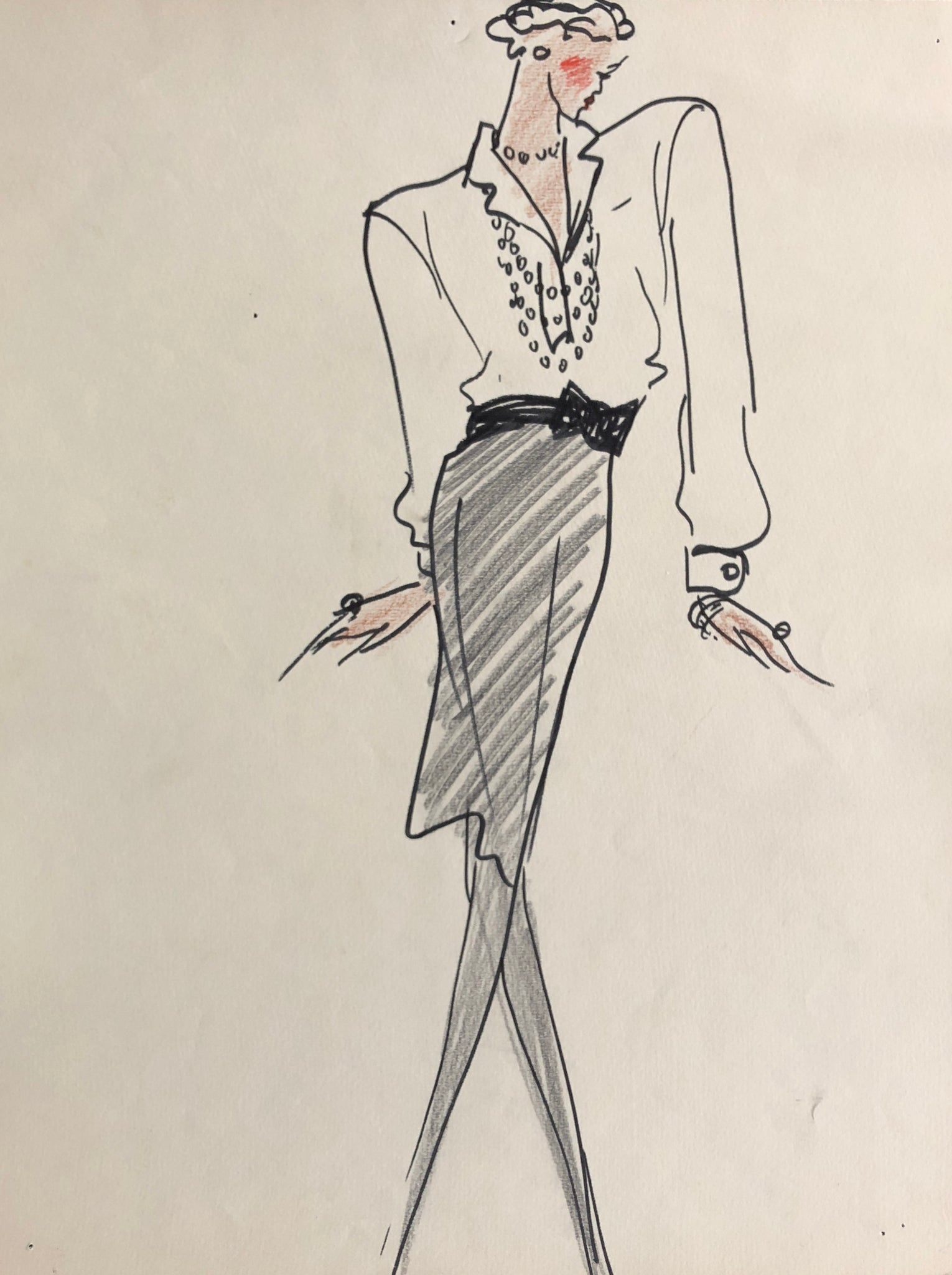 Saint Laurent, Yves. (1936–2008) How to modify an outfit: Collection of Original Fashion Drawings for an unpublished Mirabella feature