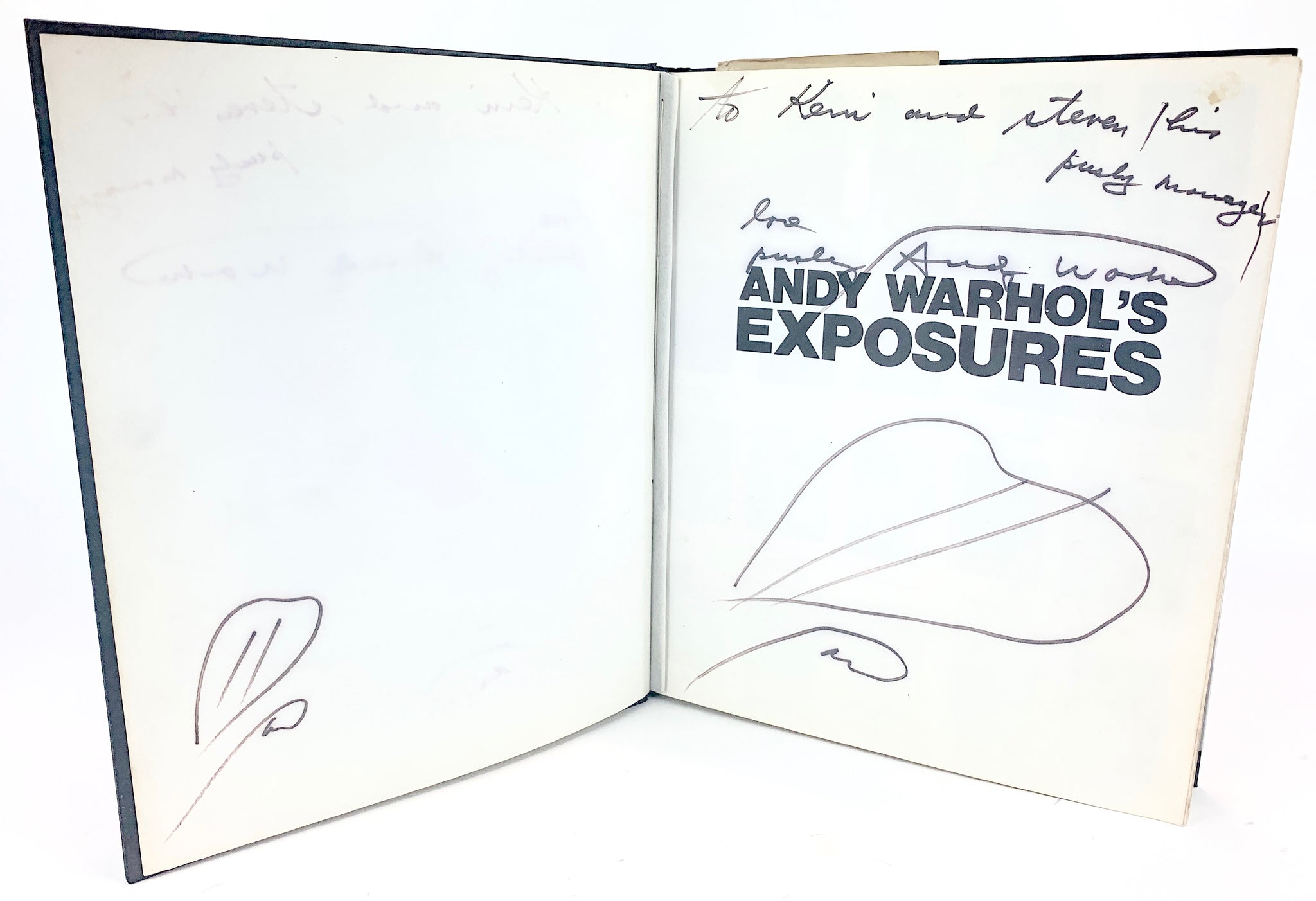 Warhol, Andy. (1928–1987): "Andy Warhol's Exposures" - Signed THREE times by "Pushy Andy Warhol" with Two Heart Drawings