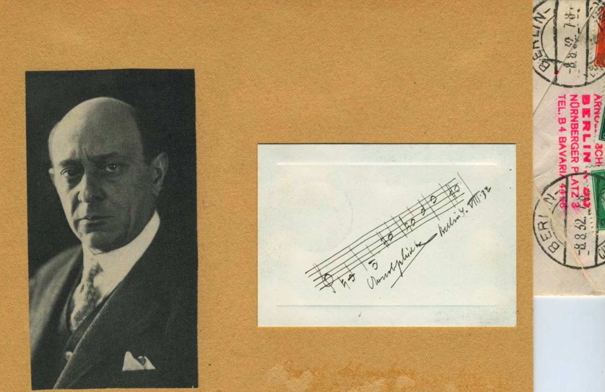 Schoenberg, Arnold. (1874-1951): Autograph Musical Quotation from Orchestral Variations, Op. 31