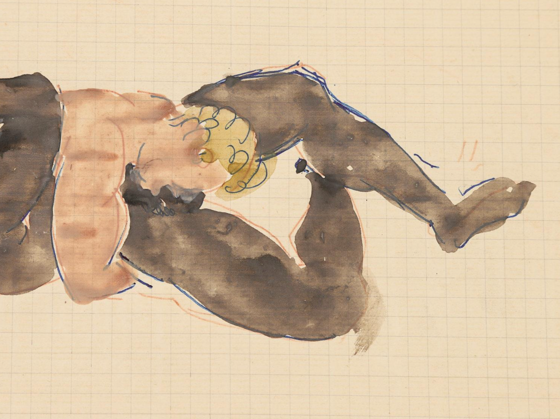 Grant, Duncan. (1885–1978): Watercolor of Two Male Nudes