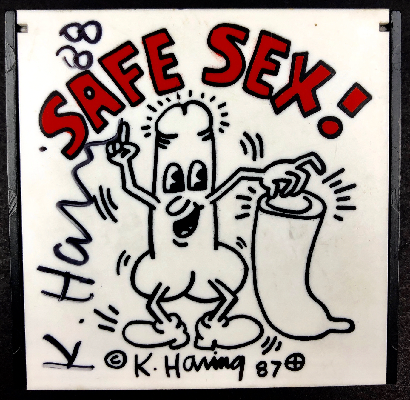 Haring, Keith. (1958–1990): Signed "Safe Sex" Condom Case