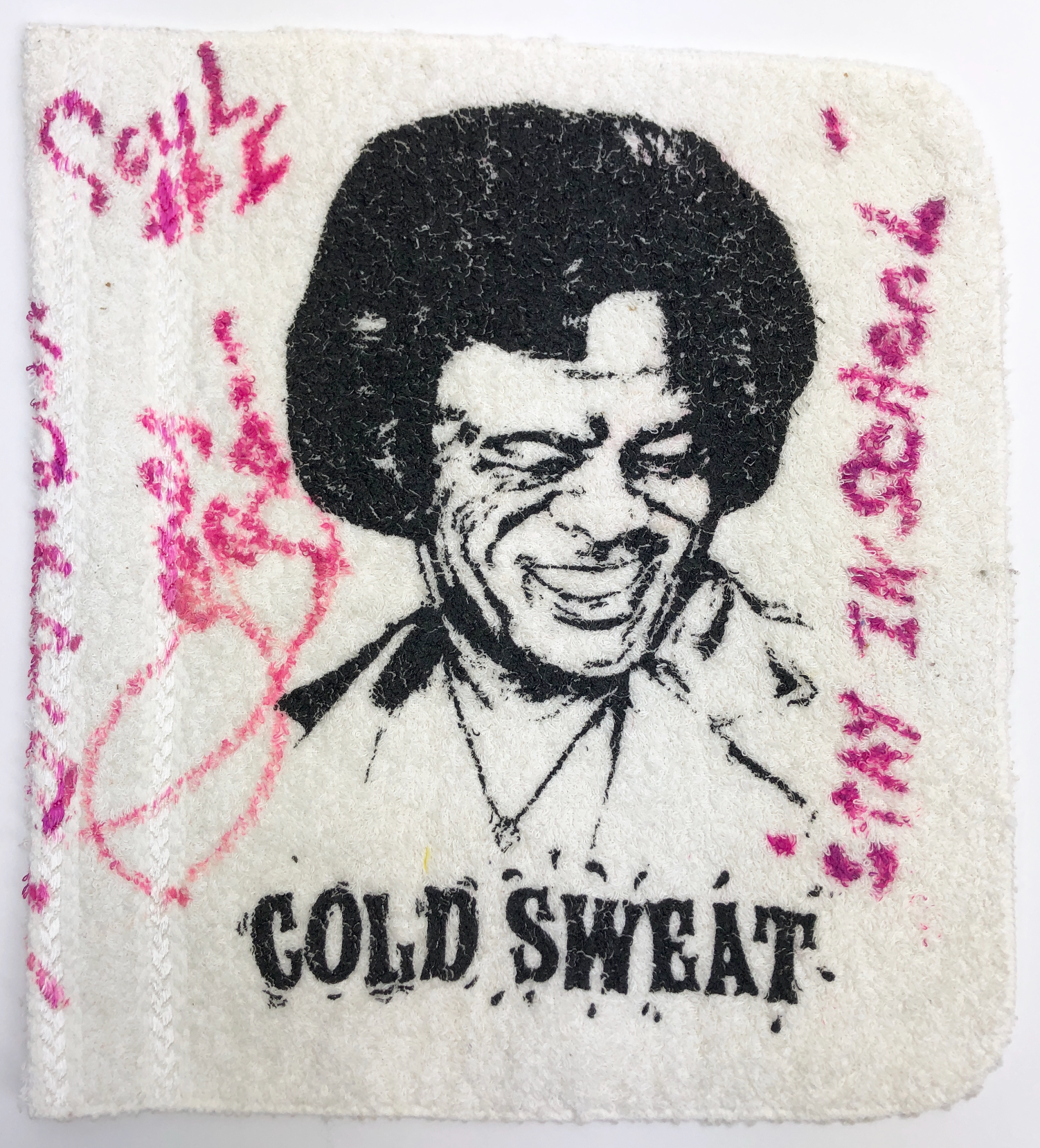 Brown, James. (1933-2006): Signed Portrait 'Cold Sweat' Towel!