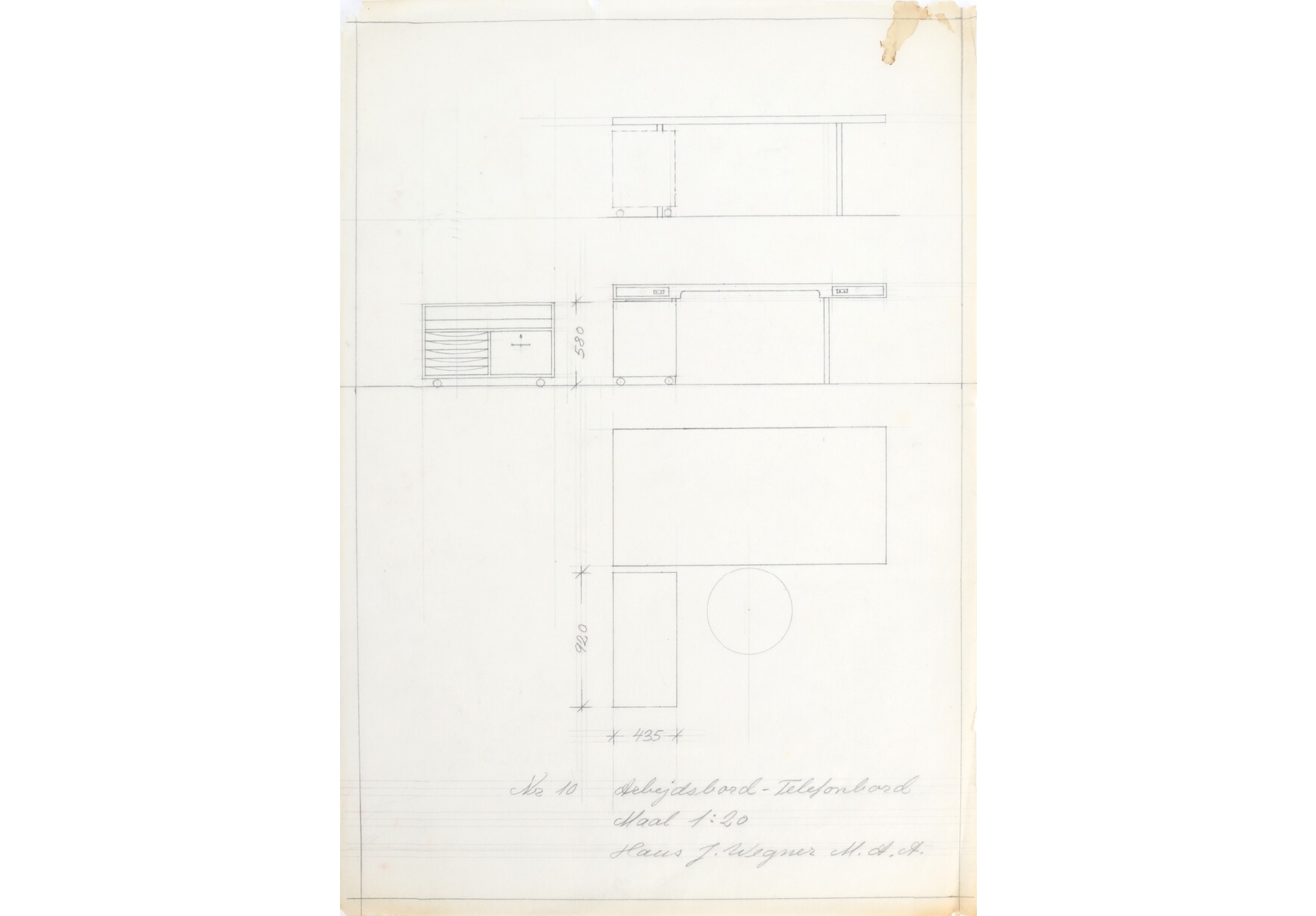 Hans J. Wegner Original Desk Design. ca. 20th Century "B" Dry Goods